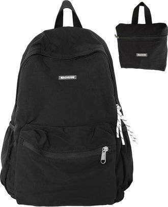 Generic Foldable Backpack with Handbag, Multi-Pockets Travel Backpack with Zipper, Nylon Student Backpacks, Fashion Simple Casual Daypack for Girls Boys Hikin