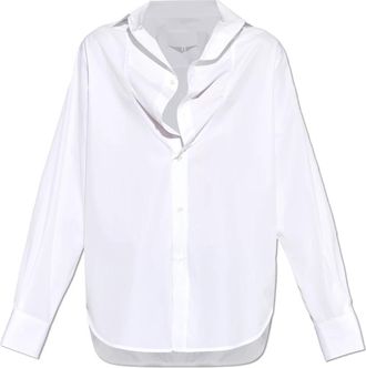 Maison Margiela Oversized overhemd met gerafelde randen - Heren - Zakelijke Overhemden - Wit - M - Katoen - Overhemden