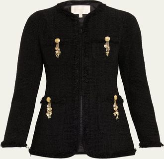 LoveShackFancy Adrina Tweed Embellished Jacket