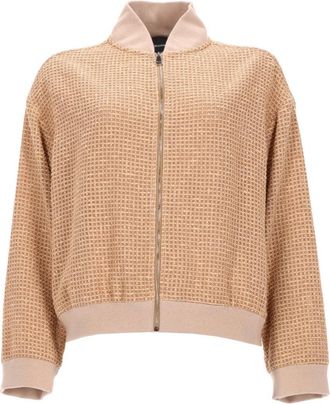 Fabiana Filippi Waffle Knit Cropped Bomber Jacket