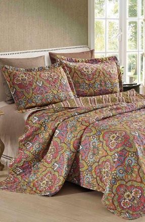 Luxury Home Floral Print Quilt & Sham Set in Jade at Nordstrom Rack, Size Full/queen