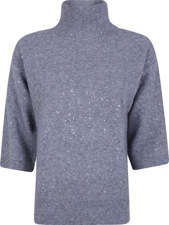 Seventy Sweater With Pailletes Mock Neck