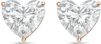 Diana M. Jewels 14Kt Rose Gold 6.00 cts Lab Grown Heart shaped Diamond Studs