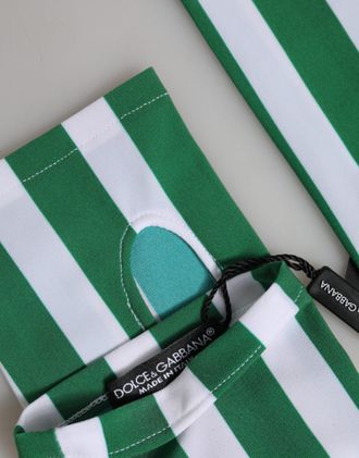 Dolce & Gabbana Green White Nylon Fingerless Wrist Length Womens Gloves