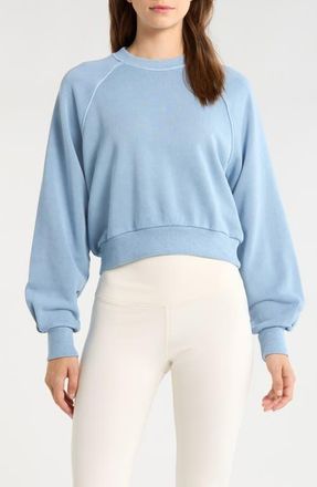 Beyond Yoga Fade Out Crop Sweatshirt in Washed After Dark Navy at Nordstrom, Size X-Large