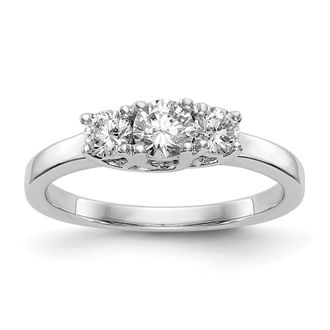 Diamond2Deal 14k Gold Lab Grown Diamond 3-Stone Band Ring 0.54Ct Clarity- VS Color- G-H