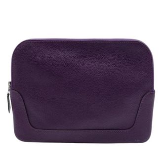 Herm&egrave;s Pre-owned Clemence Zip-Around Pouch - Dames - Vintage Clutch - Paars - ONE Size - Leer - Vintage