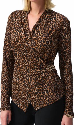 Joseph Ribkoff Wrap Animal Print Top In Leopard