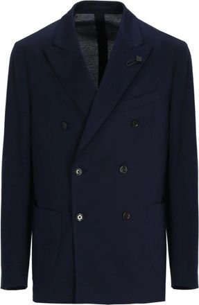 Lardini Jassen, Heren, Blauw, S, Katoen, Dubbelrijige Katoenen Jas
