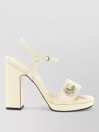Gucci double g leather platform heel sandals