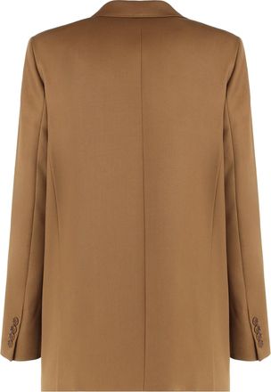 Max Mara Womens Double-Breasted Blazer Farad Tan Virgin Wool Blazers Jacket