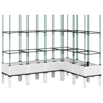 Berkfield Home Garden Planter with Trellis White 160x120x142.5 cm PP