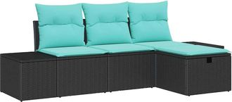 vidaXL Conjunto De Sof&aacute; De Jard&iacute;n 4 Uds. Rat&aacute;n Sint&eacute;tico Vidaxl