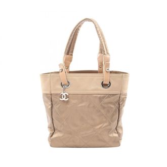 Chanel Gold Coated Canvas Leather Handbag Tote Bag (Pre-Owned)