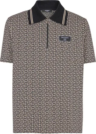 Balmain Labyrinth Jacquard Polo Shirt