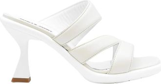 Janet & Janet Victoria Heeled Mules - Dames - Muiltjes - Wit - 40 EU - Leer - Schoenen