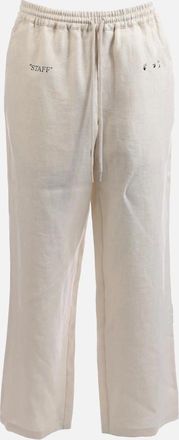 Off-white Mens Staff Linen Pants - Cream - Size: 36/37