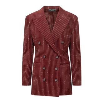 Dolce & Gabbana Giacca Doppiopetto Taormina Gessata - female - Dolce & Gabbana - Blazers - Red - S - Jackets