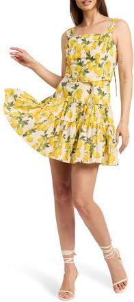 En Saison Blanca Lemon Print Cotton Dress in Linen Lemon at Nordstrom, Size X-Small