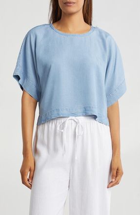 DKNY Drop Shoulder Boxy Top in Chambray at Nordstrom Rack, Size X-Small