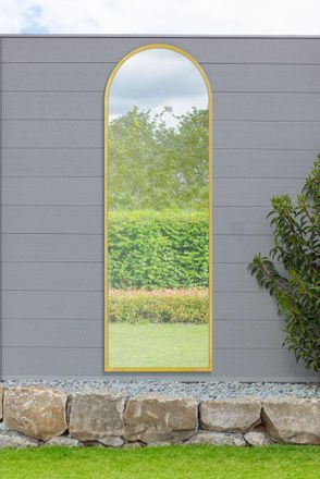 MirrorOutlet Gold Framed Arched Garden Wall Mirror 71 X 24 (180CM X 60CM) | Size: 1 Pack