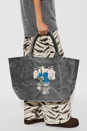 Ganni Bag With Colorful Embroidery, Womens, Grey