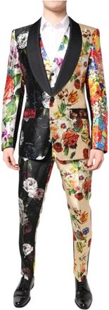 Dolce & Gabbana Multicolor Bloemen Zijden 3-Delig Pak - Heren - Business pakken - Veelkleurig - M - Polyester - Kostuums