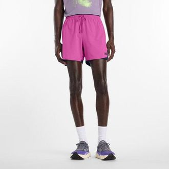 New Balance Mens RC Essential Short 5 in Pink Polywoven, size X-Large