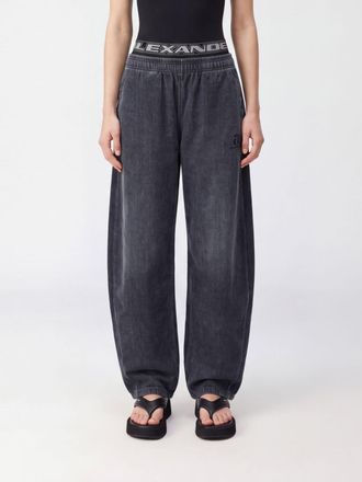 Alexander Wang Pantaloni jogging a gamba larga in misto cotone con vita alta logata