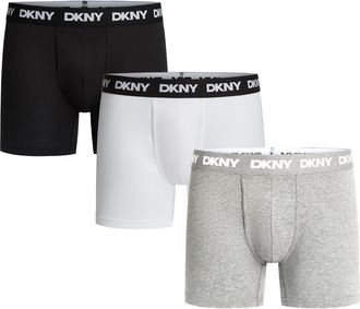 DKNY 3-Pack Stretch Cotton Boxer Briefs in Black/Bright White/Grey Hthr at Nordstrom, Size Xx-Large