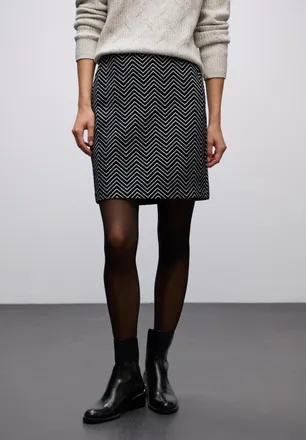 Street One Minirock STREET ONE Style Maja, Damen, Gr. 34, schwarz, Web, Obermaterial: 100% Polyester. Futter: 100% Viskose, Jacquardmuster, gemustert, regular fi