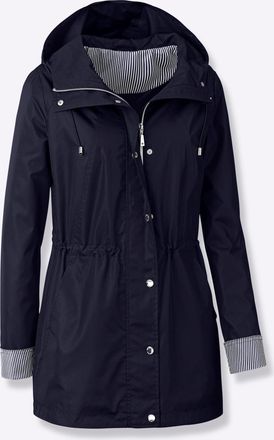 Casual Looks Langjacke CASUAL LOOKS, Damen, Gr. 18, marine, 100% Polyester, Besatz:100% Polyester, gemustert, unifarben, Jacken Langjacke