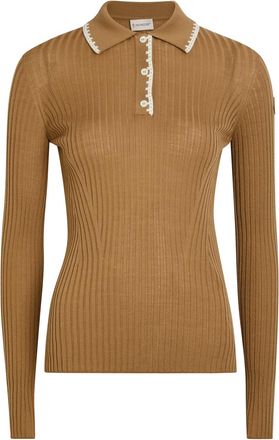 Moncler Ribbed Wool Polo top - Brown - XS (UK 8 / XS)