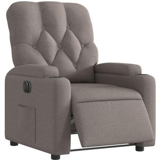 vidaXL Vidaxl - Sill&oacute;n Reclinable El&eacute;ctrico Tela Gris Taup&eacute;