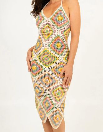 Oceanus Womens Katerina Crochet And Sequin Luxe Multi Coloured Dress - Size: 12