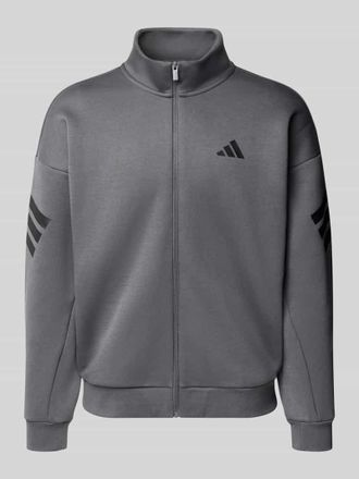 adidas Sweatjacke mit Logo und Rei&szlig;verschluss in Anthrazit, Gr&ouml;&szlig;e XXL