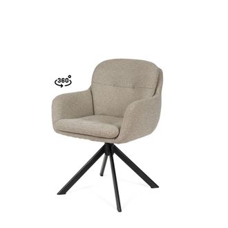 Koketto Home Silla de comedor giratoria taupe con patas negras