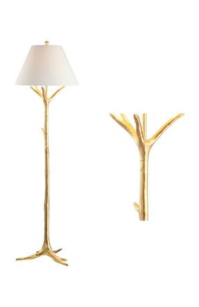 Jonathan Y Designs Arbor 63.5 Faux Bois Resin LED Floor Lamp, Gold Leaf at Nordstrom