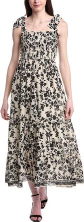 Max Studio Self Tie Smocked Bodice Maxi Dress