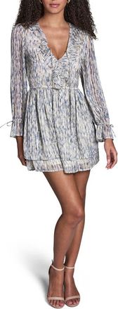 BCBGeneration Abstract Print Chiffon Long Sleeve Minidress in Powder Blue Multi at Nordstrom Rack, Size 10