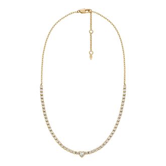 Fossil Womens Gold-Tone Brass Heart Tennis Necklace