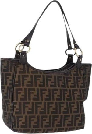 Fendi Pre-owned Zucca Canvas Tote - Dames - Vintage Schoudertas - Bruin - ONE Size - Leer - Vintage