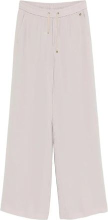 Herno Wijdvallende broek met trekkoord - Dames - Wijde Broeken - Beige - L - Polyester - Broeken