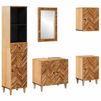 vidaXL Juego De Muebles De Ba&ntilde;o Con Caj&oacute;n 5 Pcs Madera De Mango Maciza Vidaxl