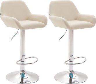 Clp Clp - Set 2 Taburetes De Bar Braga En Cuero Pu Crema Cromado