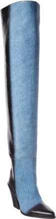 Jimmy Choo London Maceo 85 Denim & Leather Over-The-Knee Boot