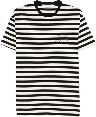 Joshua Sanders T-shirt a righe con ricamo - Nero