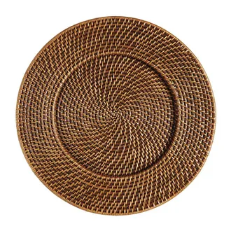 Ballard Designs Set of 4 Piper Woven Chargers - Antique Walnut - Ballard Designs