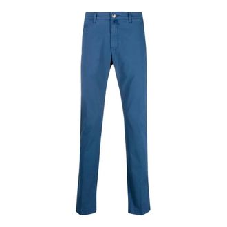 Jacob Cohen Slim-fit chino broek - Heren - Broeken - Blauw - Maat: W42 Leer