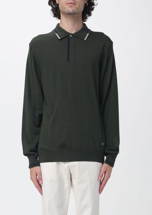 Manuel Ritz Long-Sleeved Knitted Polo Shirt in Wool-Blend
